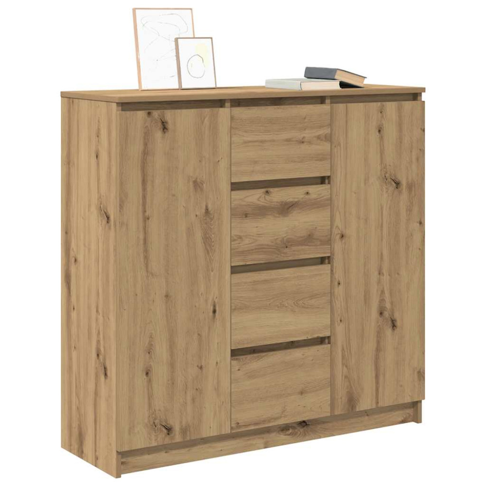 Produktbild för Skänk med lådor hantverksmässig ek 100,5x35x98,5 cm