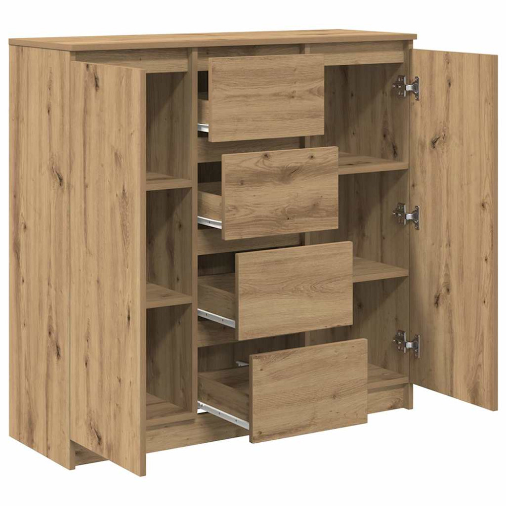 Produktbild för Skänk med lådor hantverksmässig ek 100,5x35x98,5 cm