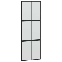 Produktbild för Skjutdörr med beslag svart 76x205 cm härdat glas