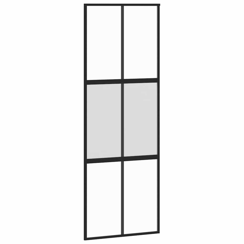 Produktbild för Skjutdörr med beslag svart 76x205 cm härdat glas