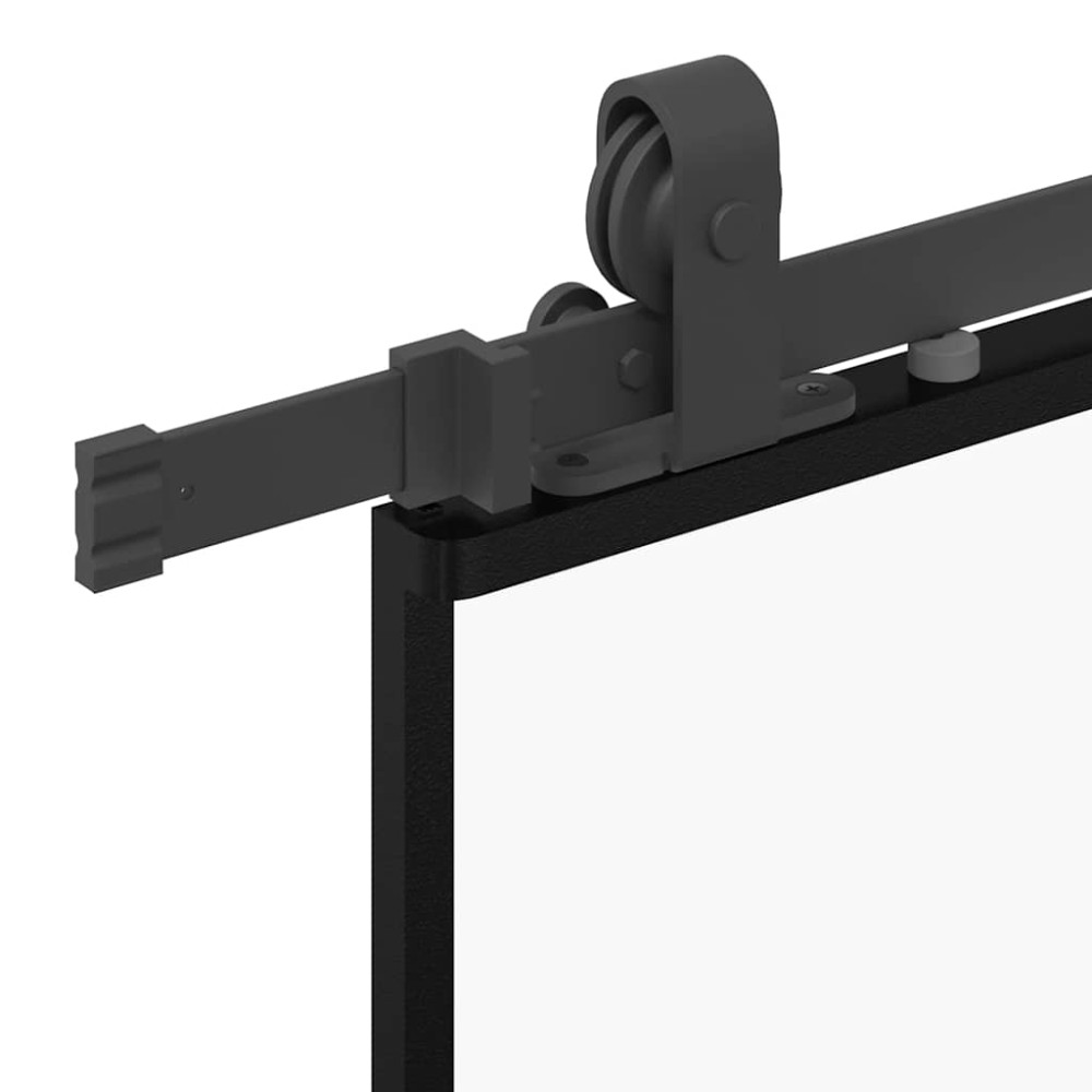 Produktbild för Skjutdörr med beslag svart 76x205 cm härdat glas