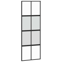 Produktbild för Skjutdörr med beslag svart 76x205 cm härdat glas
