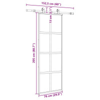 Produktbild för Skjutdörr med beslag svart 76x205 cm härdat glas