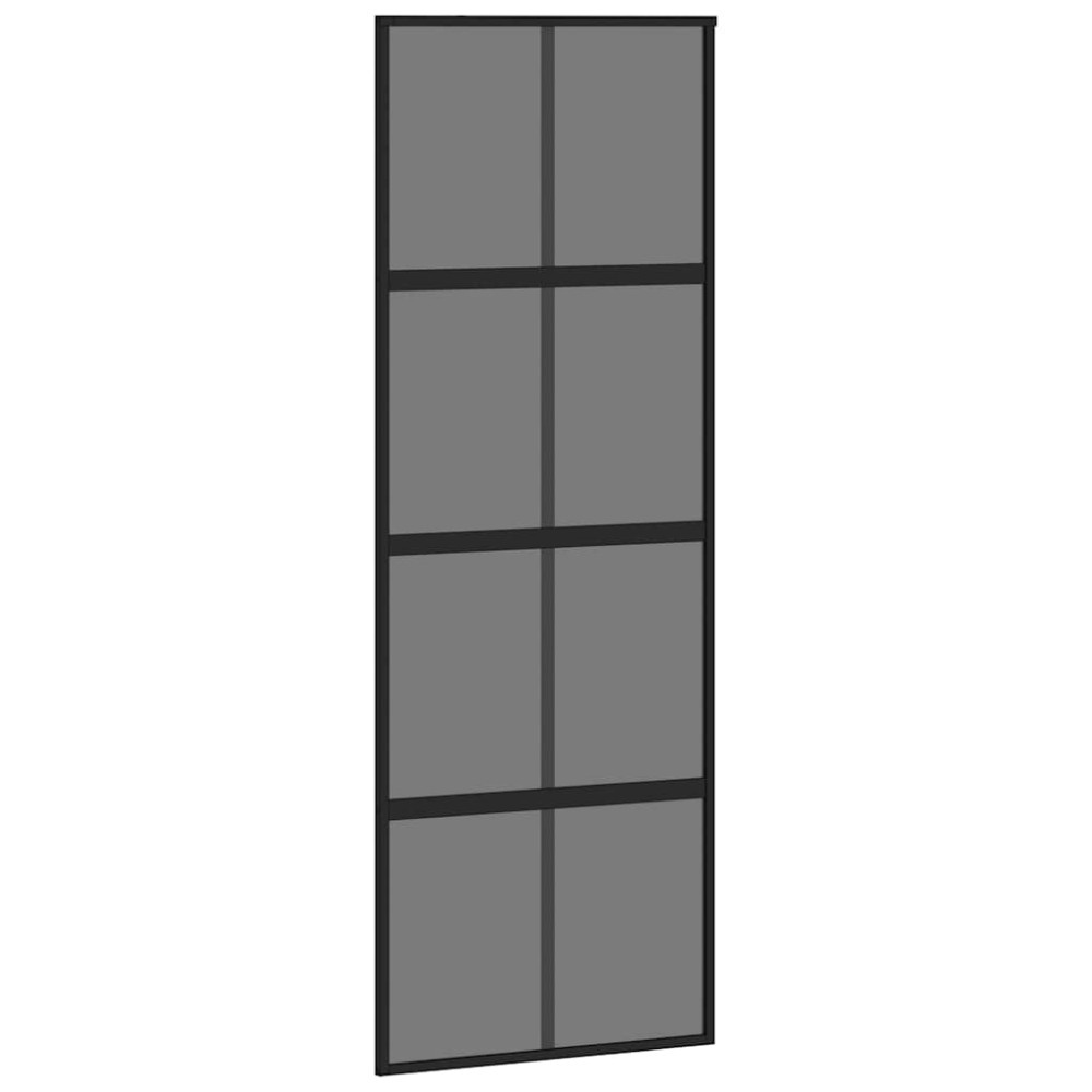 Produktbild för Skjutdörr med beslag svart 76x205 cm härdat glas