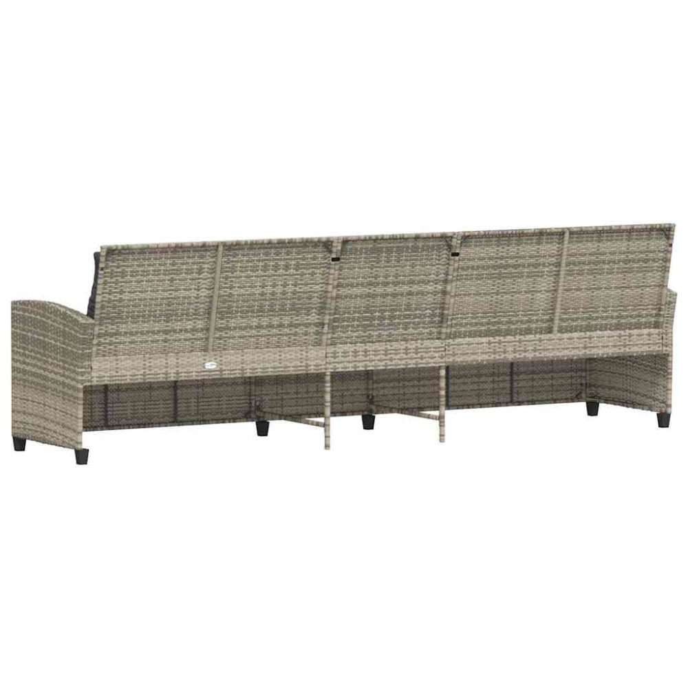 Produktbild för Trädgårdssoffa 5-sits med dynor ljusgrå konstrotting