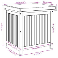 Produktbild för Kuddlåda utomhus 60x50x61 cm massivt trä akacia