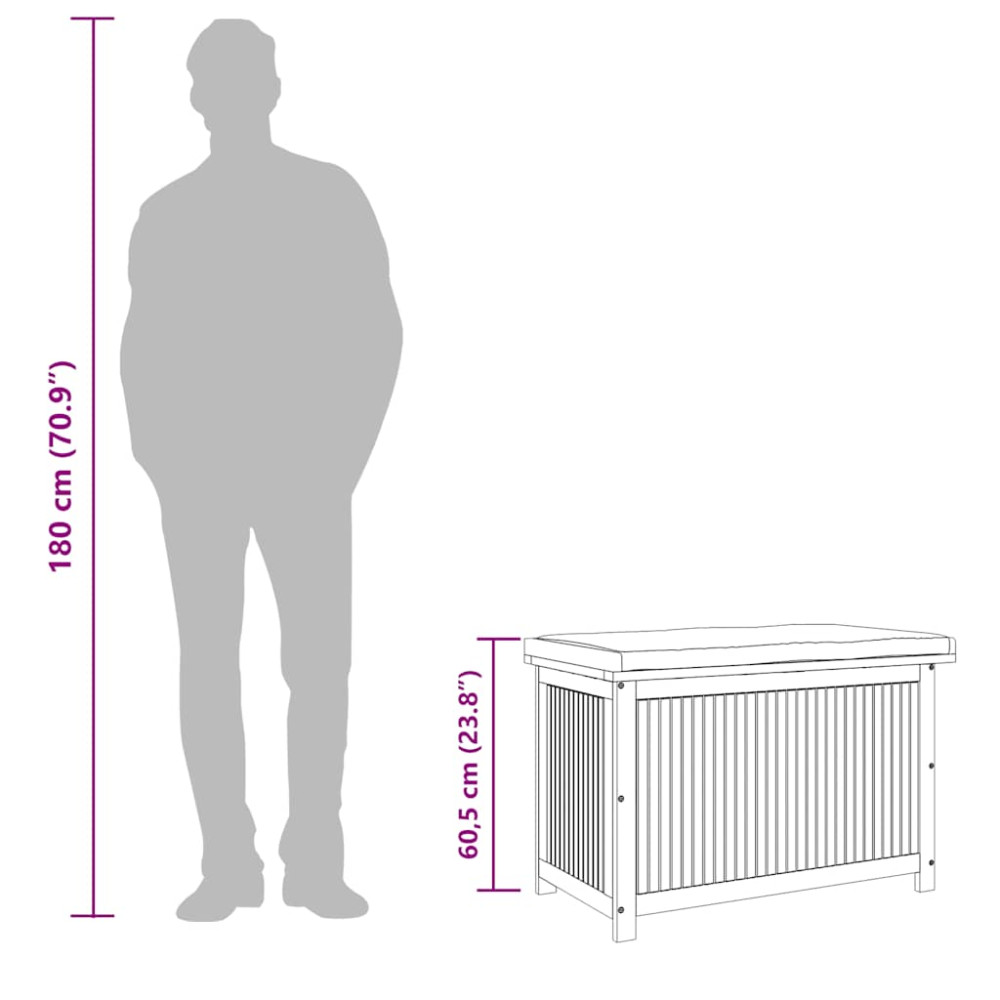 Produktbild för Kuddlåda utomhus 90x50x60,5 cm massivt trä akacia
