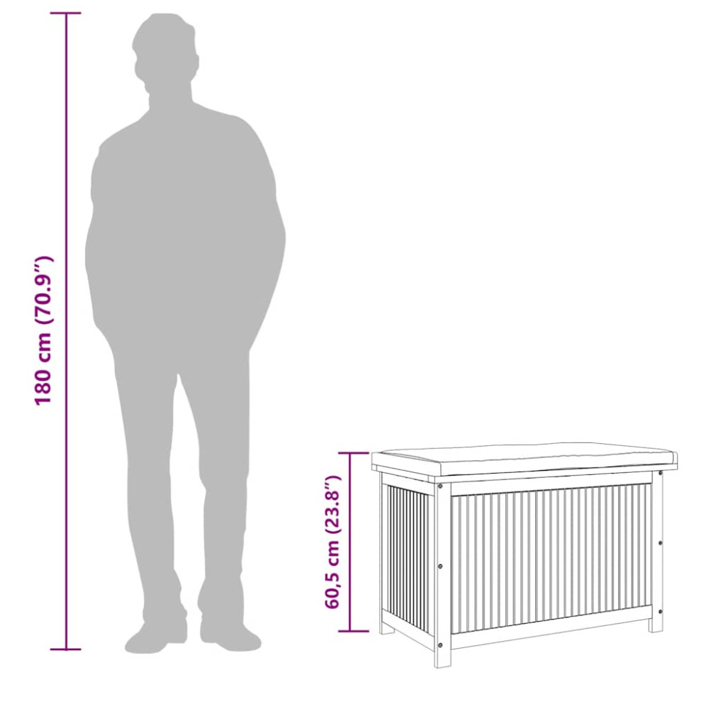 Produktbild för Kuddlåda utomhus 90x50x60,5 cm massivt trä akacia