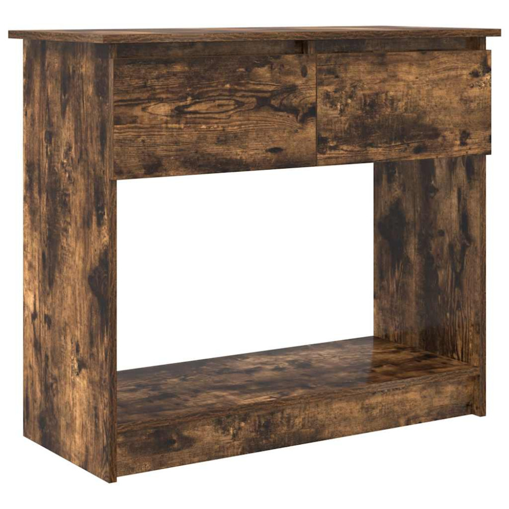 Produktbild för Avlastningsbord med lådor rökt ek 85,5x38,5x74,5 cm