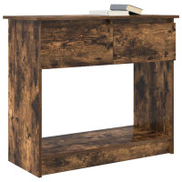 Produktbild för Avlastningsbord med lådor rökt ek 85,5x38,5x74,5 cm