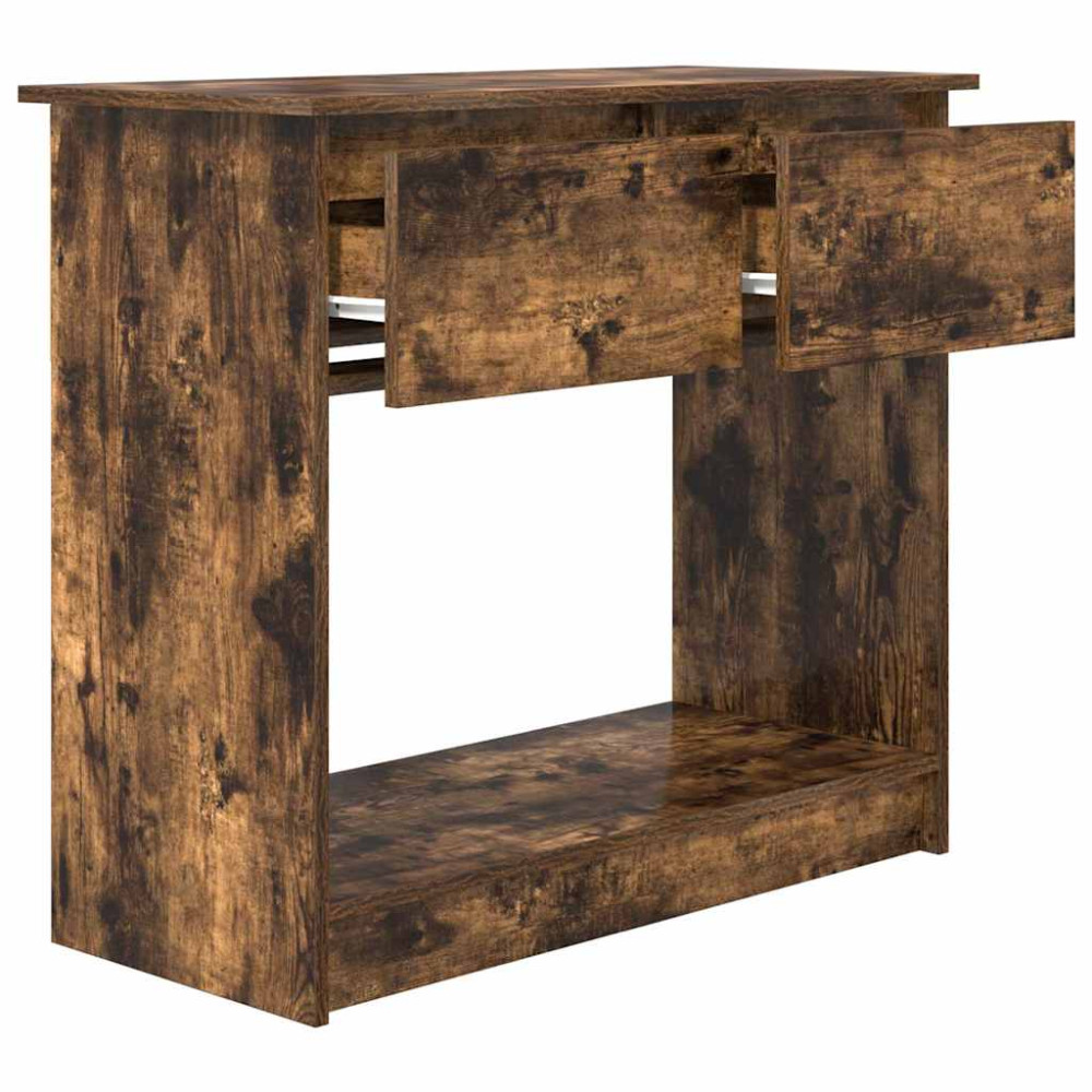 Produktbild för Avlastningsbord med lådor rökt ek 85,5x38,5x74,5 cm