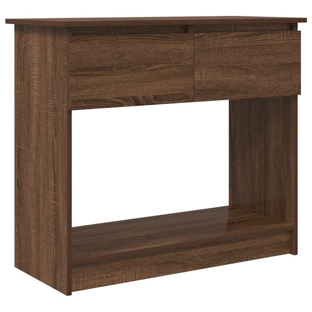 Produktbild för Avlastningsbord med lådor brun ek 85,5x38,5x74,5 cm
