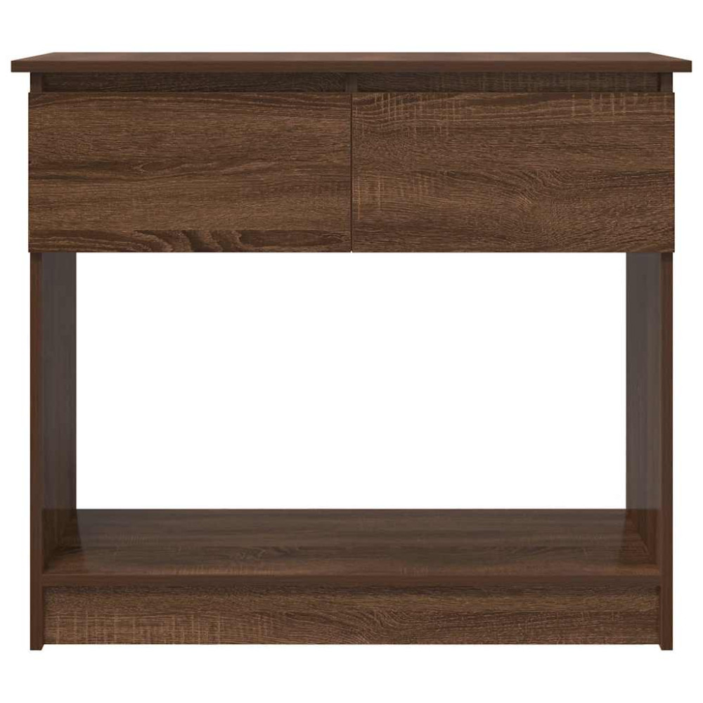 Produktbild för Avlastningsbord med lådor brun ek 85,5x38,5x74,5 cm
