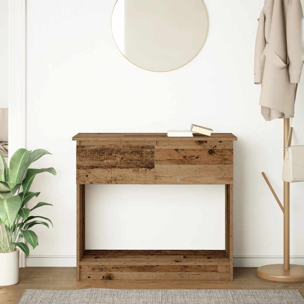 Produktbild för Avlastningsbord med lådor gammalt trä 85,5x38,5x74,5 cm