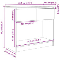 Produktbild för Avlastningsbord med lådor hantverksmässig ek 85,5x38,5x74,5 cm