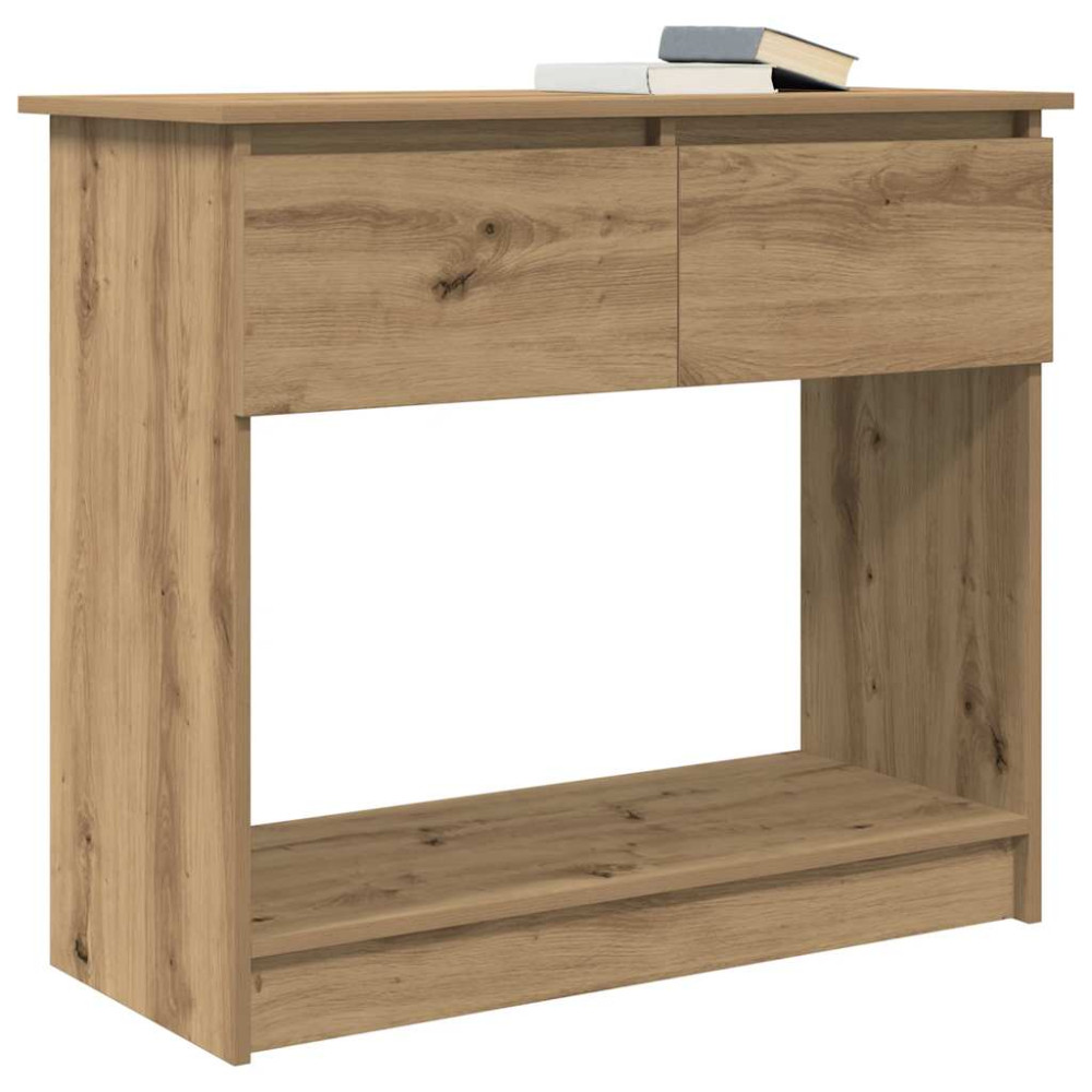 Produktbild för Avlastningsbord med lådor hantverksmässig ek 85,5x38,5x74,5 cm