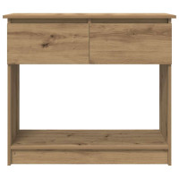 Produktbild för Avlastningsbord med lådor hantverksmässig ek 85,5x38,5x74,5 cm
