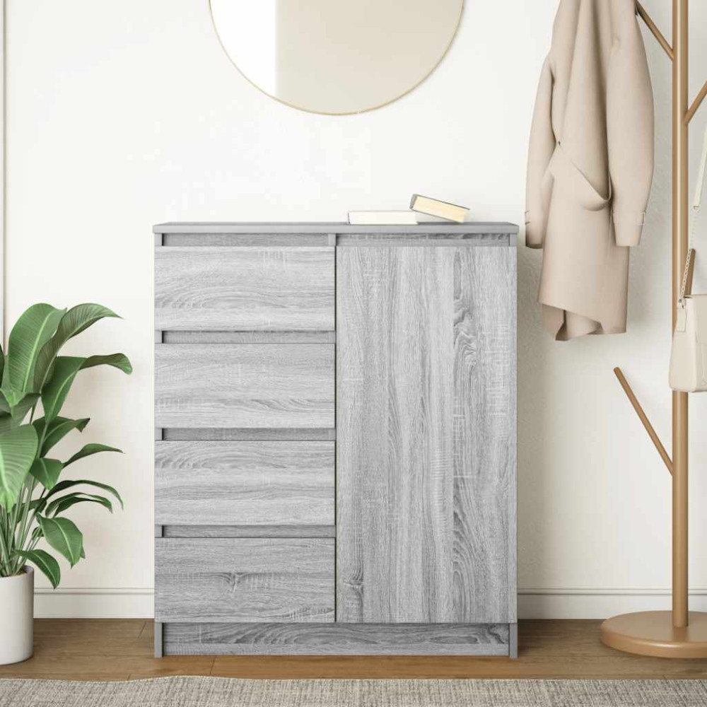 Produktbild för Skänk med lådor grå sonoma 71x35x84 cm konstruerat trä