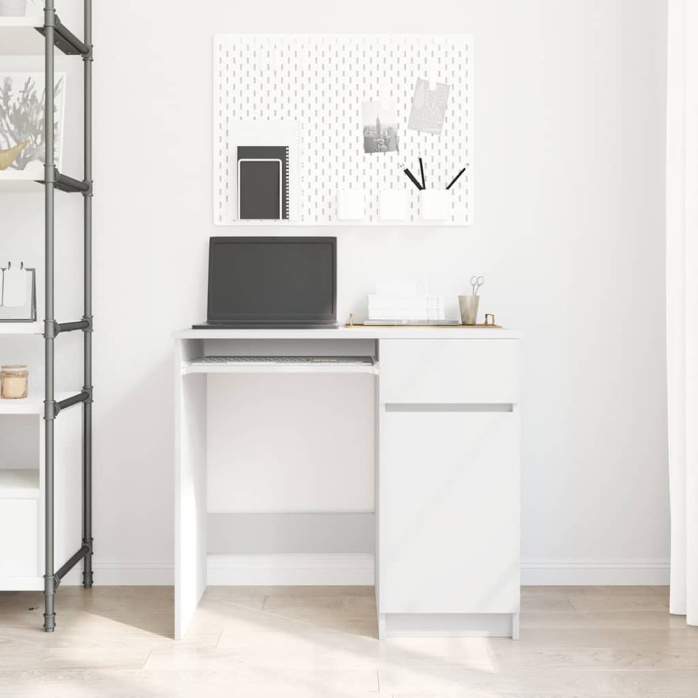 Produktbild för Skrivbord vit 86x49x76 cm konstruerat trä