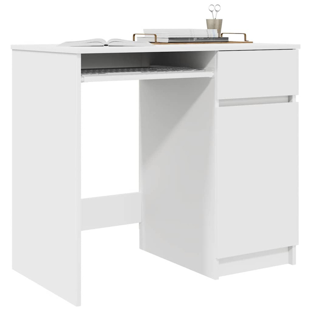 Produktbild för Skrivbord vit 86x49x76 cm konstruerat trä