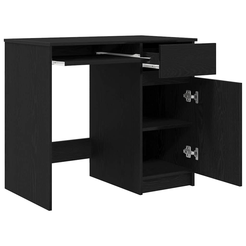 Produktbild för Skrivbord svart ek 86x49x76 cm konstruerat trä