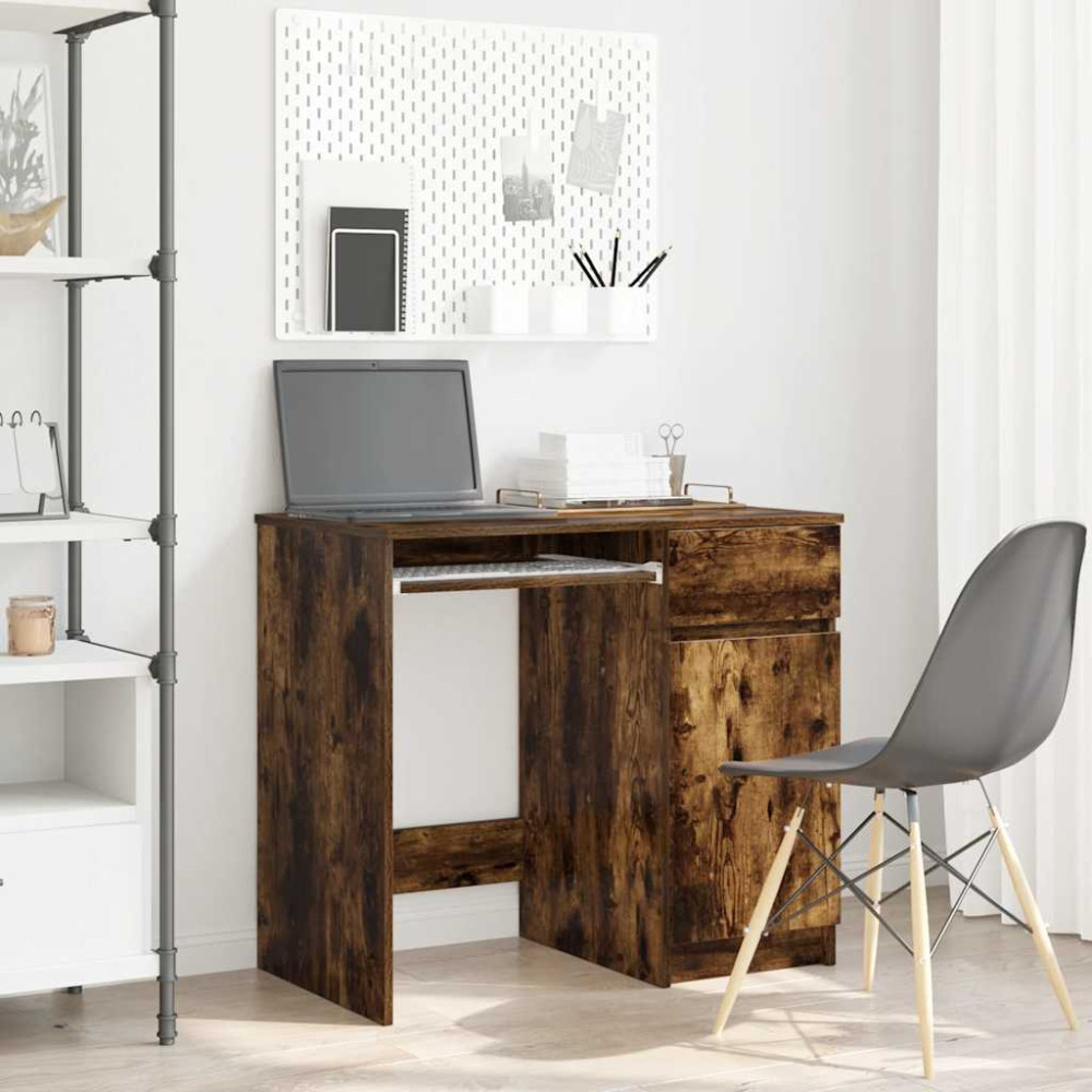 Produktbild för Skrivbord rökt ek 86x49x76 cm konstruerat trä