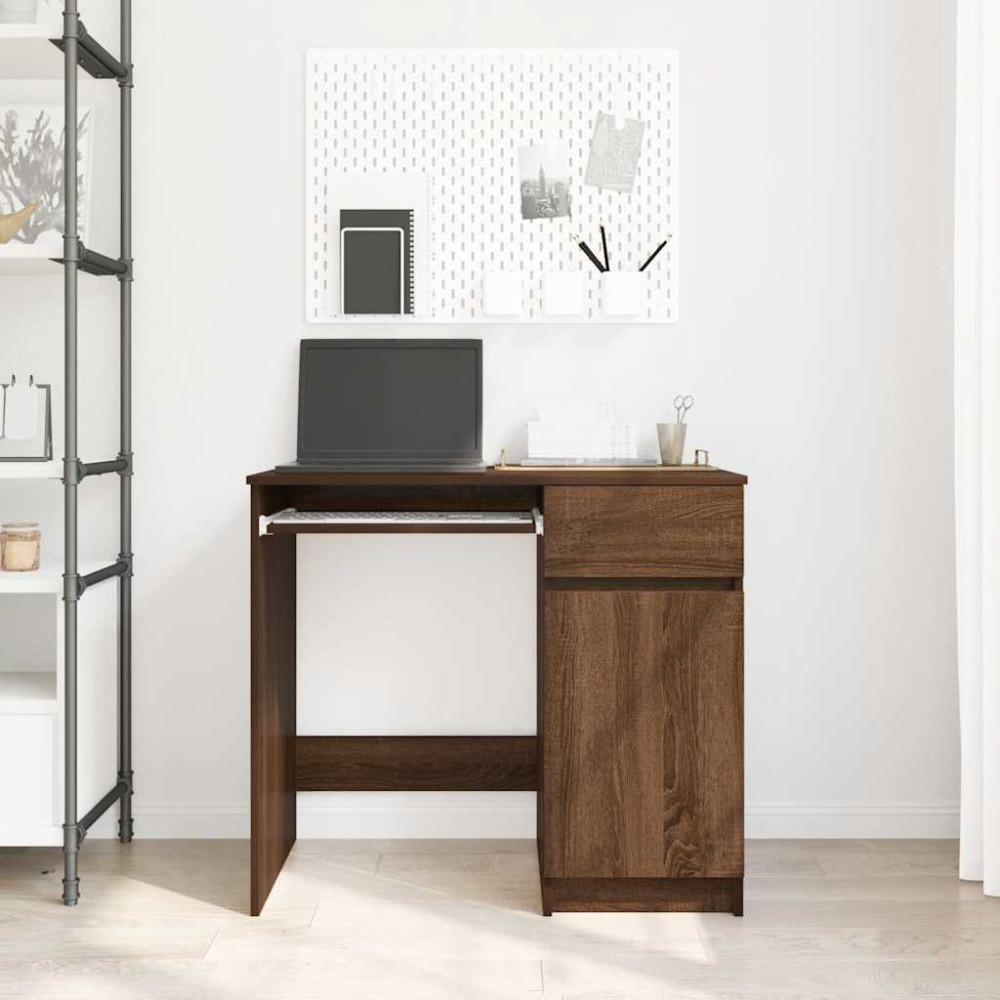Produktbild för Skrivbord brun ek 86x49x76 cm konstruerat trä