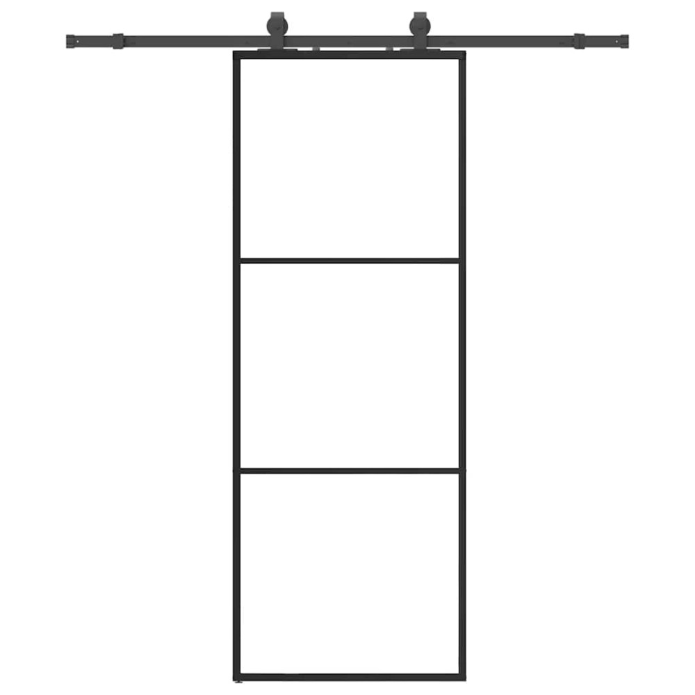Produktbild för Skjutdörr med beslag svart 76x205 cm ESG-glas
