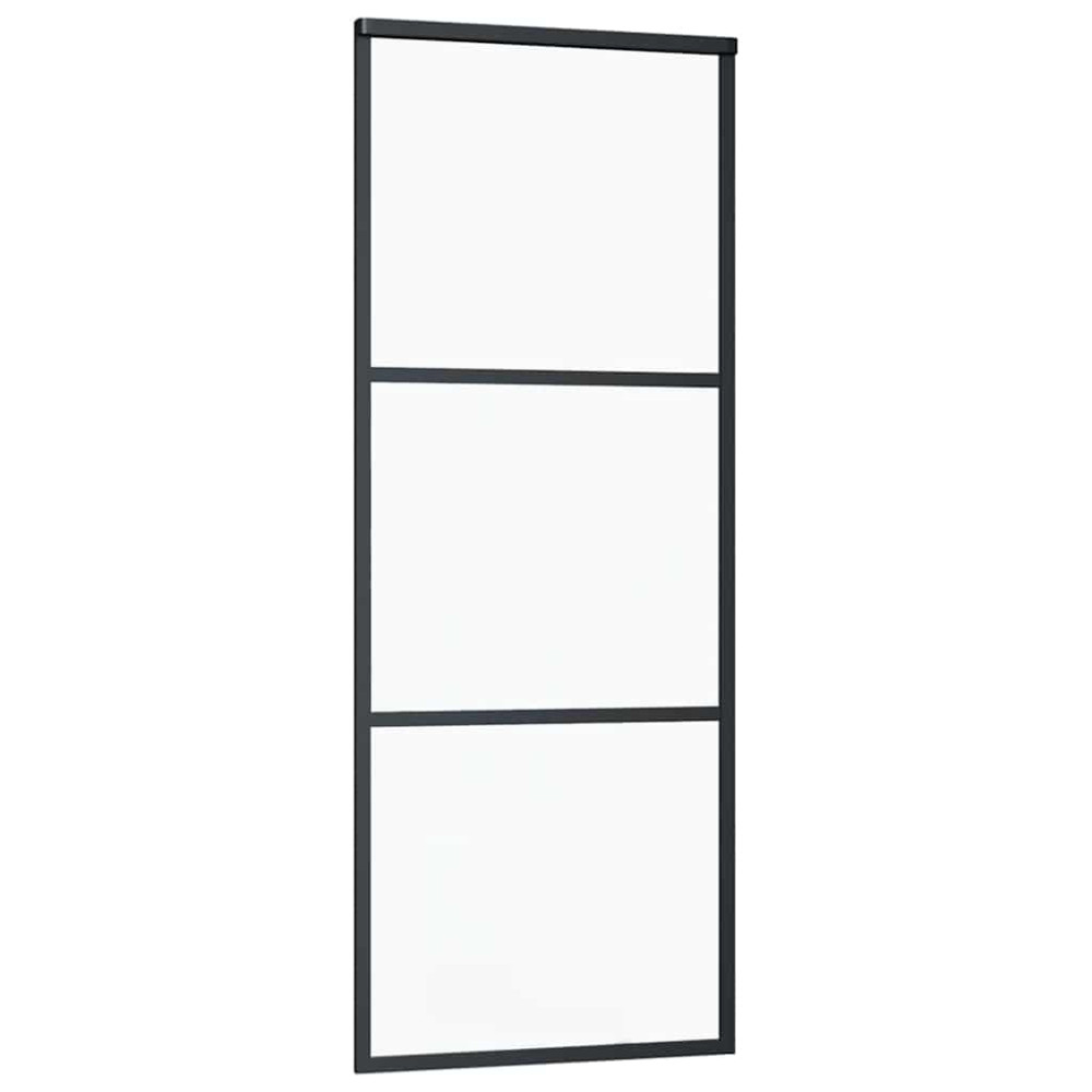 Produktbild för Skjutdörr med beslag svart 76x205 cm ESG-glas