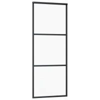 Produktbild för Skjutdörr med beslag svart 76x205 cm ESG-glas