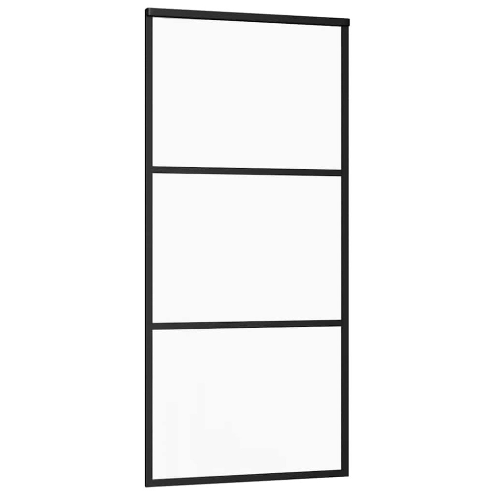 Produktbild för Skjutdörr med beslag svart 90x205 cm ESG-glas