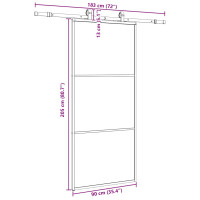 Produktbild för Skjutdörr med beslag svart 90x205 cm ESG-glas