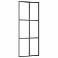 Produktbild för Skjutdörr med beslag svart 76x205 cm ESG-glas