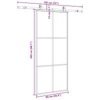Produktbild för Skjutdörr med beslag svart 90x205 cm ESG-glas