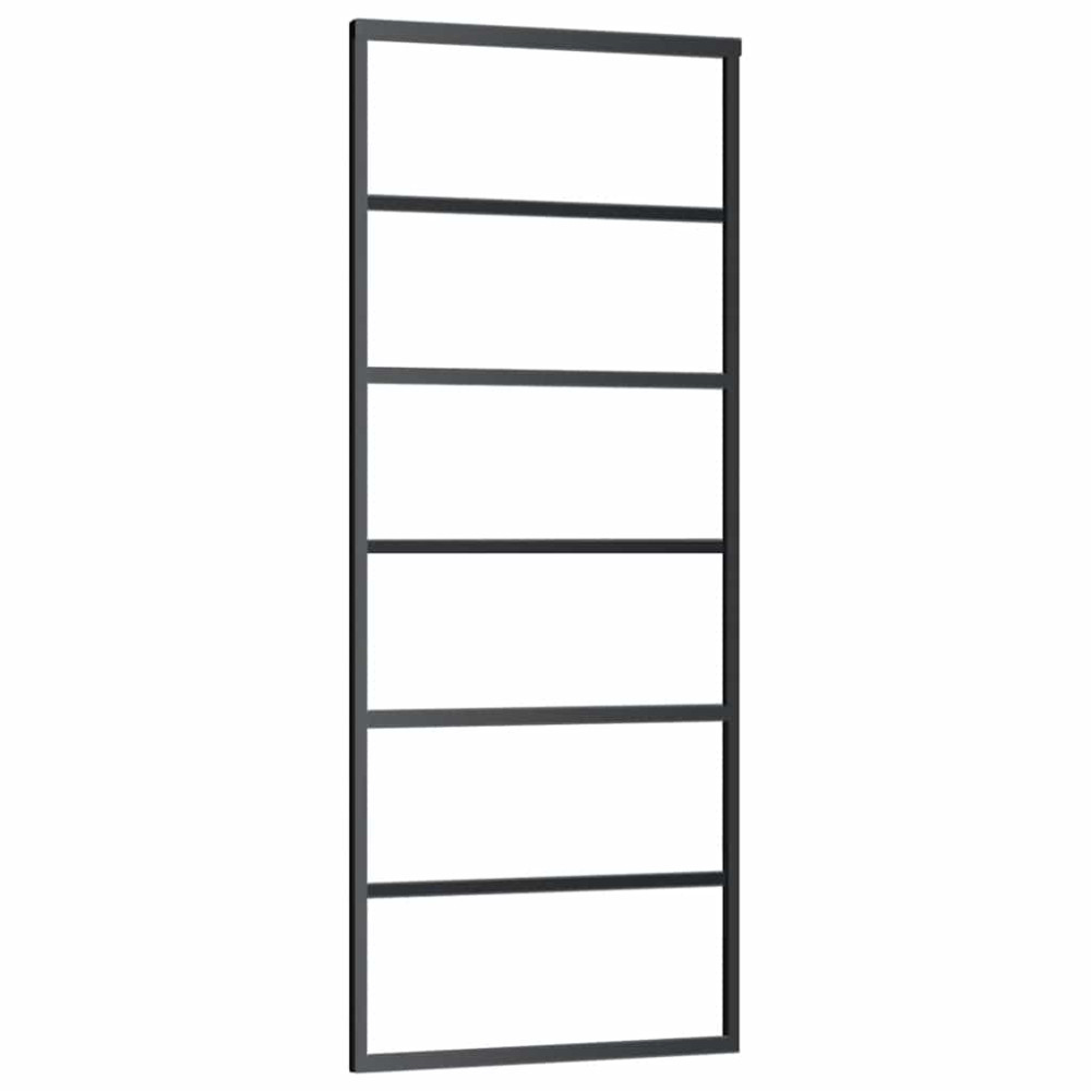 Produktbild för Skjutdörr med beslag svart 76x205 cm ESG-glas