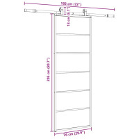 Produktbild för Skjutdörr med beslag svart 76x205 cm ESG-glas