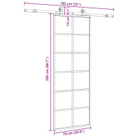Produktbild för Skjutdörr med beslag svart 76x205 cm ESG-glas