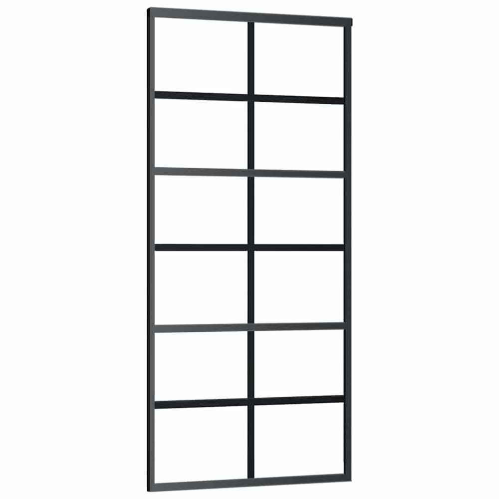 Produktbild för Skjutdörr med beslag svart 90x205 cm ESG-glas