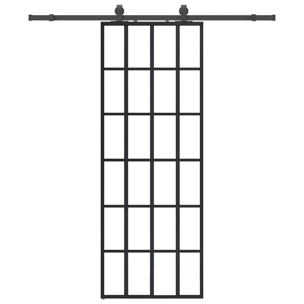 Produktbild för Skjutdörr med beslag svart 76x205 cm ESG-glas