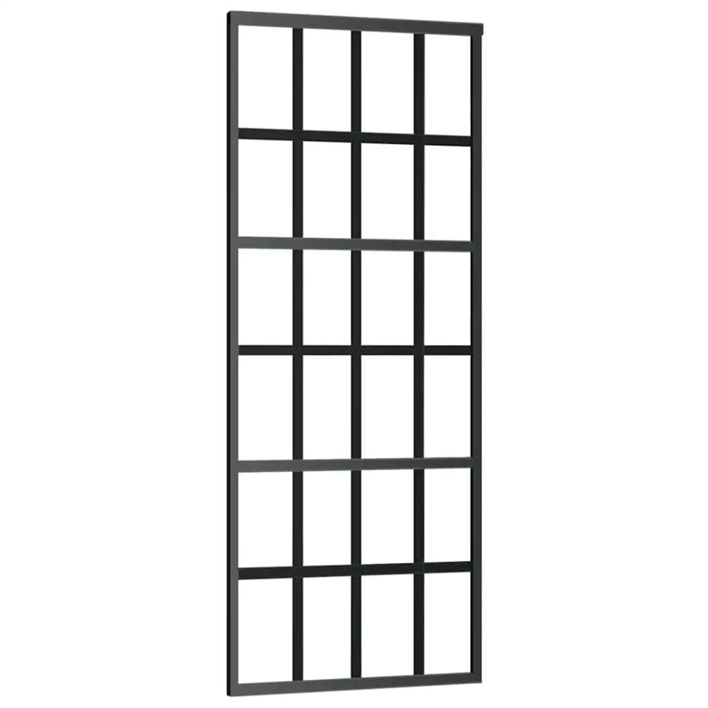 Produktbild för Skjutdörr med beslag svart 76x205 cm ESG-glas