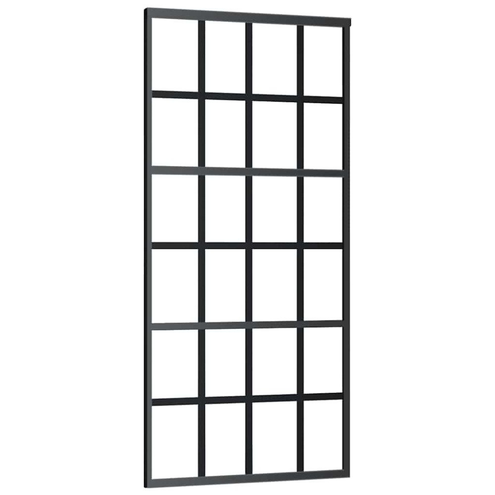 Produktbild för Skjutdörr med beslag svart 90x205 cm ESG-glas