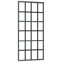 Produktbild för Skjutdörr med beslag svart 90x205 cm ESG-glas