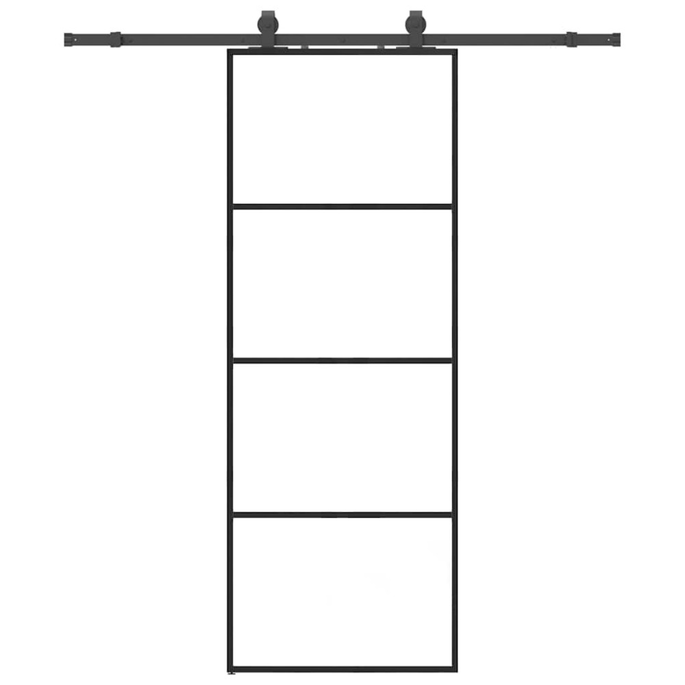 Produktbild för Skjutdörr med beslag svart 76x205 cm ESG-glas