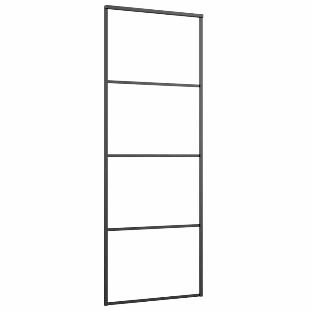 Produktbild för Skjutdörr med beslag svart 76x205 cm ESG-glas