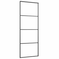 Produktbild för Skjutdörr med beslag svart 76x205 cm ESG-glas