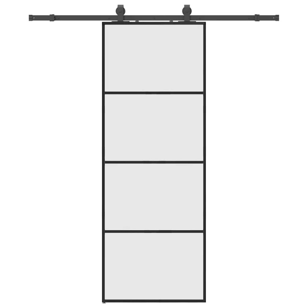 Produktbild för Skjutdörr med beslag svart 76x205 cm ESG-glas