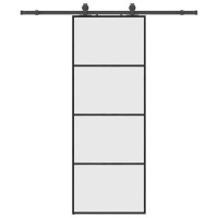 Produktbild för Skjutdörr med beslag svart 76x205 cm ESG-glas