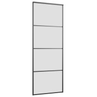 Produktbild för Skjutdörr med beslag svart 76x205 cm ESG-glas