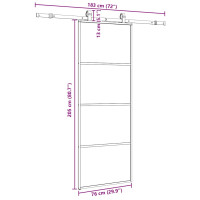 Produktbild för Skjutdörr med beslag svart 76x205 cm ESG-glas