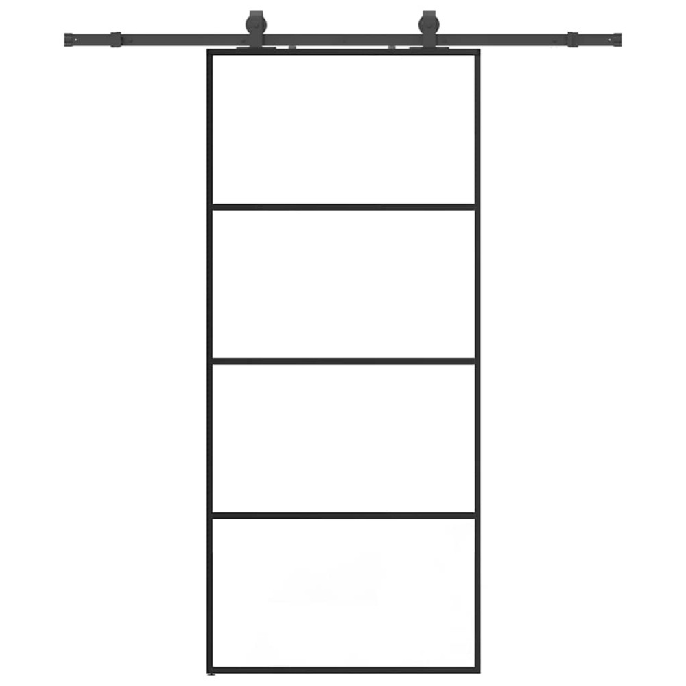 Produktbild för Skjutdörr med beslag svart 90x205 cm ESG-glas